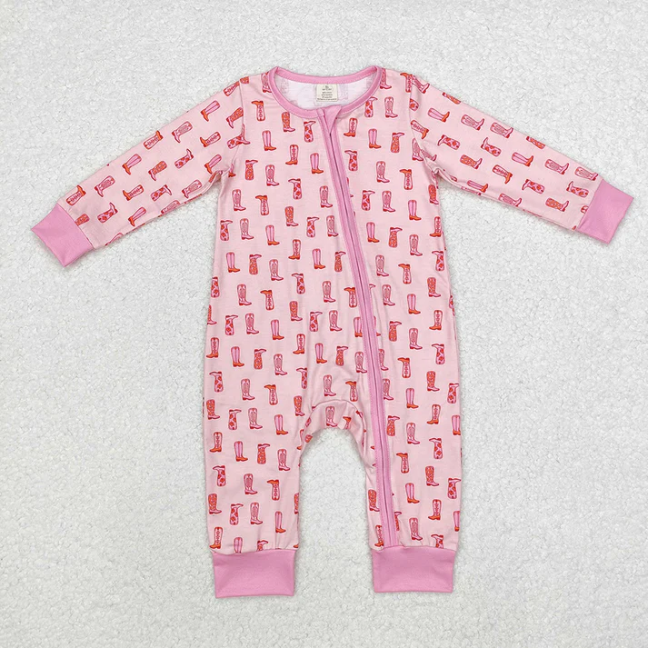 Baby Infant Boys Girls Western Bamboo Zip Rompers
