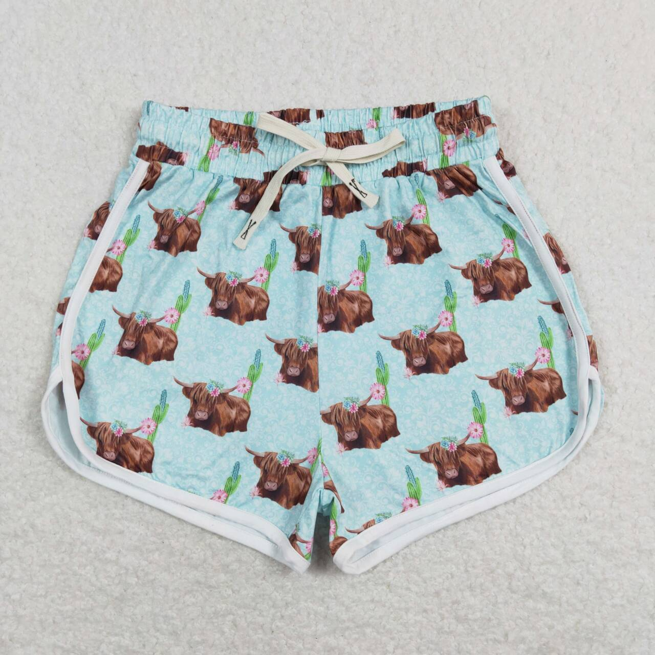 Adults women and Baby Girls Alpine Yak Mint Green Yoga Shorts