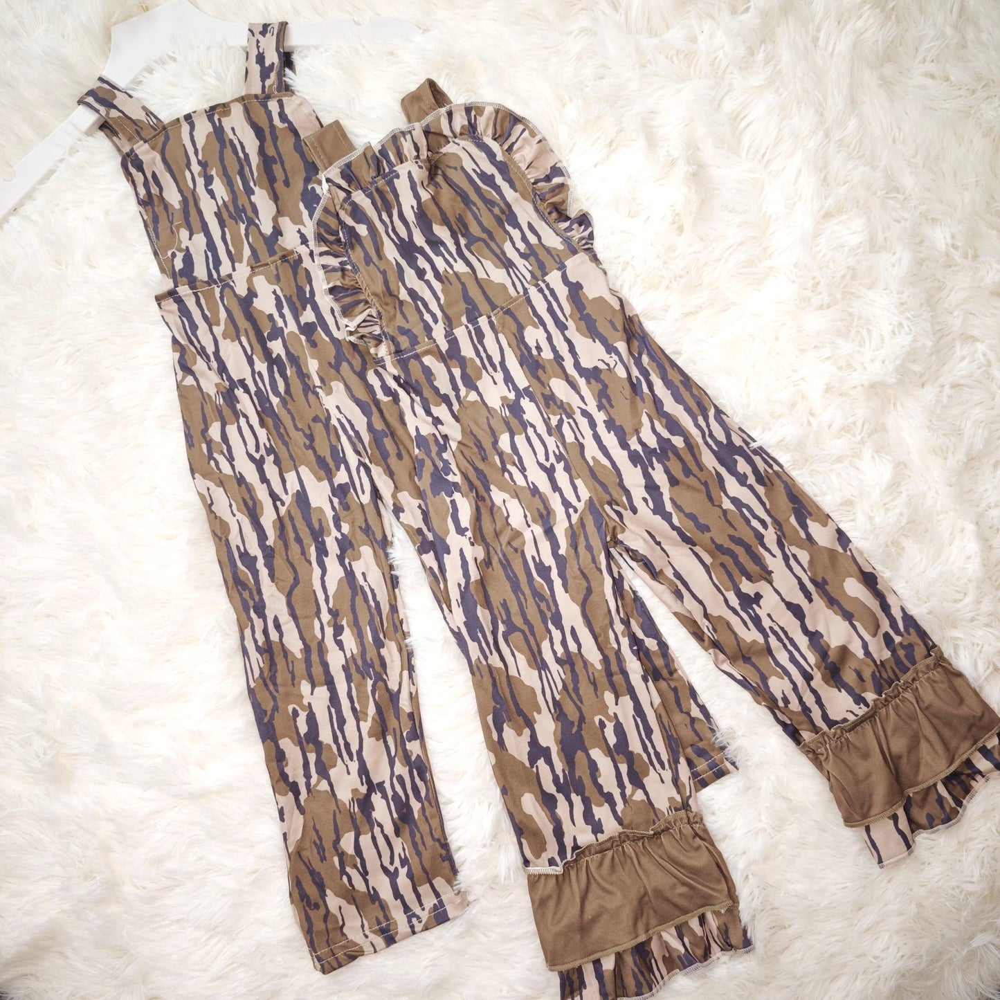 10.20 RTS Sibling Baby Boys Girls Southern Camo Straps Pant Jumpsuits