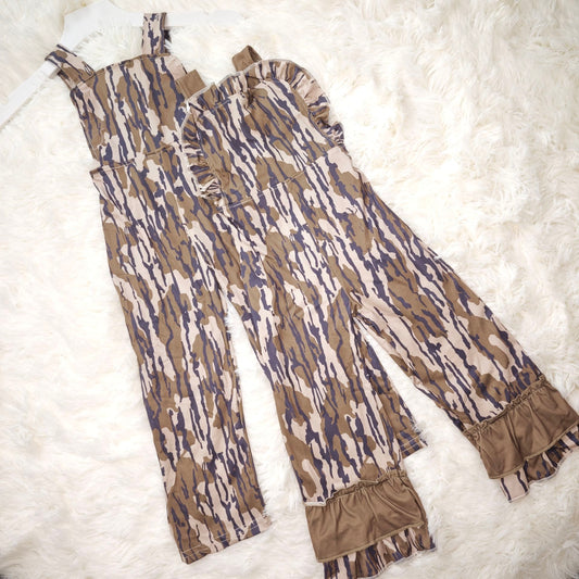 10.20 RTS Sibling Baby Boys Girls Southern Camo Straps Pant Jumpsuits