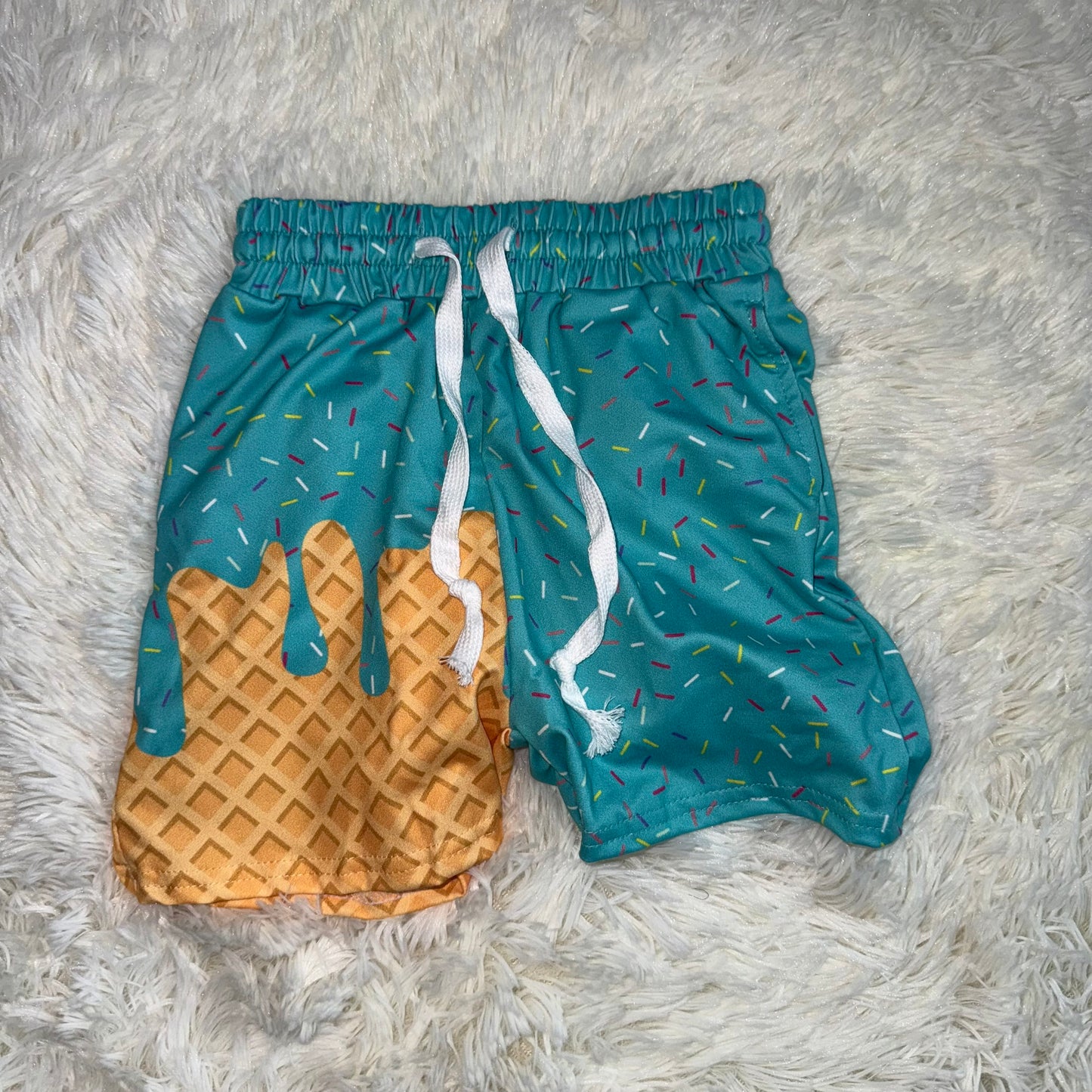11.13 RST SS0623 Baby Girls Teal Ice Cream Drip Summer Shorts Bottoms
