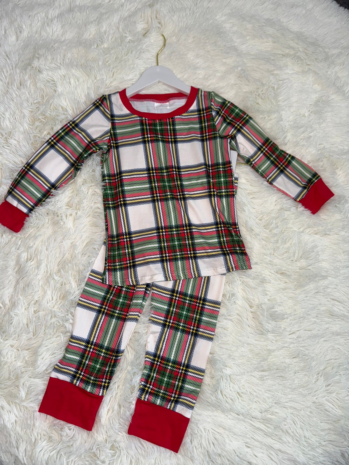 11.14 RST BLP1279 Baby Boys Green Red Checked Top Pants Christmas Pajamas Sets