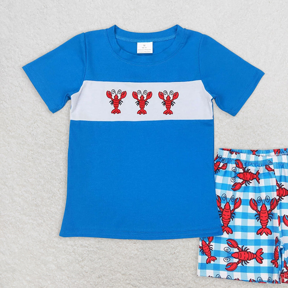 BSSO0280 RTS NO MOQ Baby Boys Summer Boys Outfits Baby Boys Crawfish Short Sleeve Tops Shorts Clothing Sets