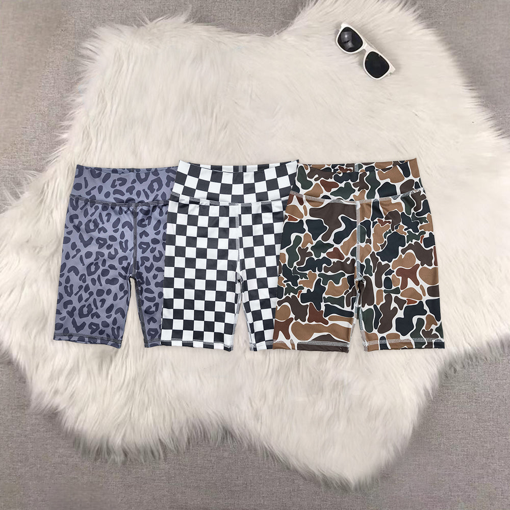 8.14 RTS Sibling Baby Girls Summer Yoga Shorts High waist black plaid kids girls summer shorts