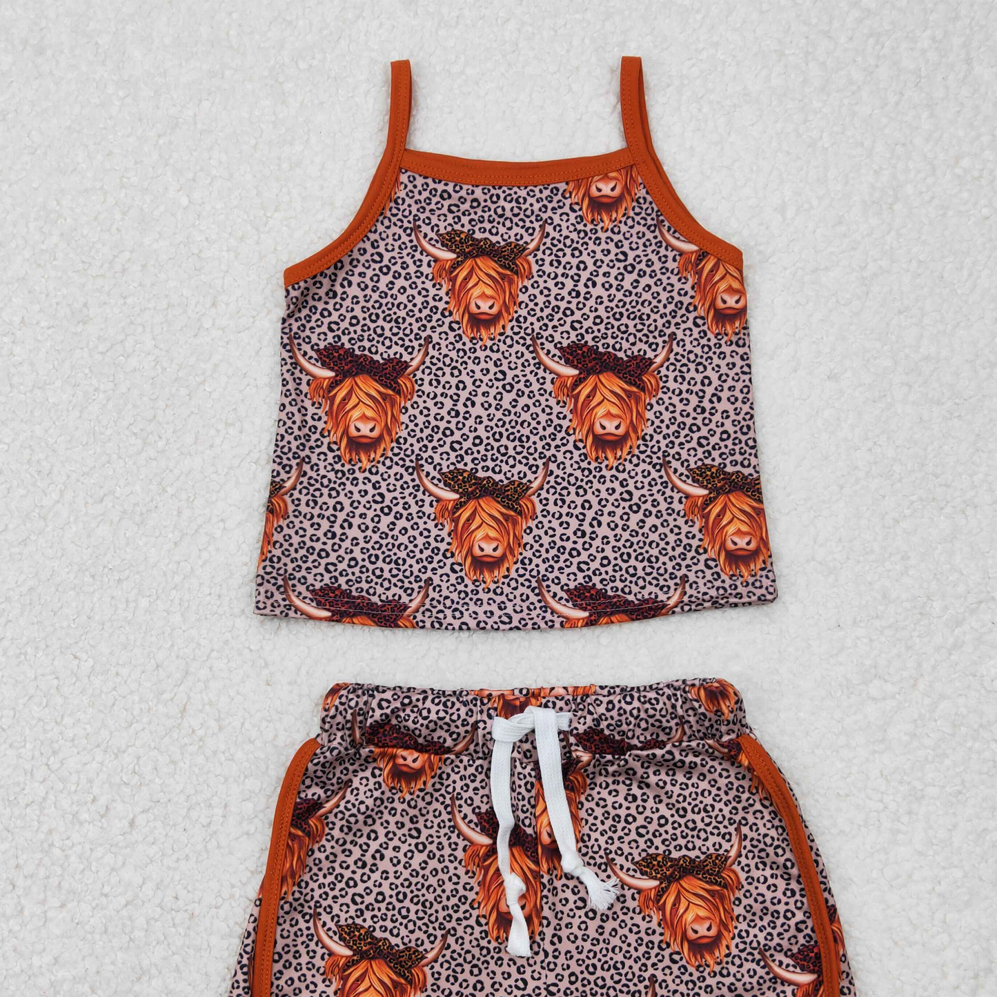 5.24 GSSO2341 RTS NO MOQ Baby Girls Summer Outfits baby girls clothes alpine head sleeveless shorts set