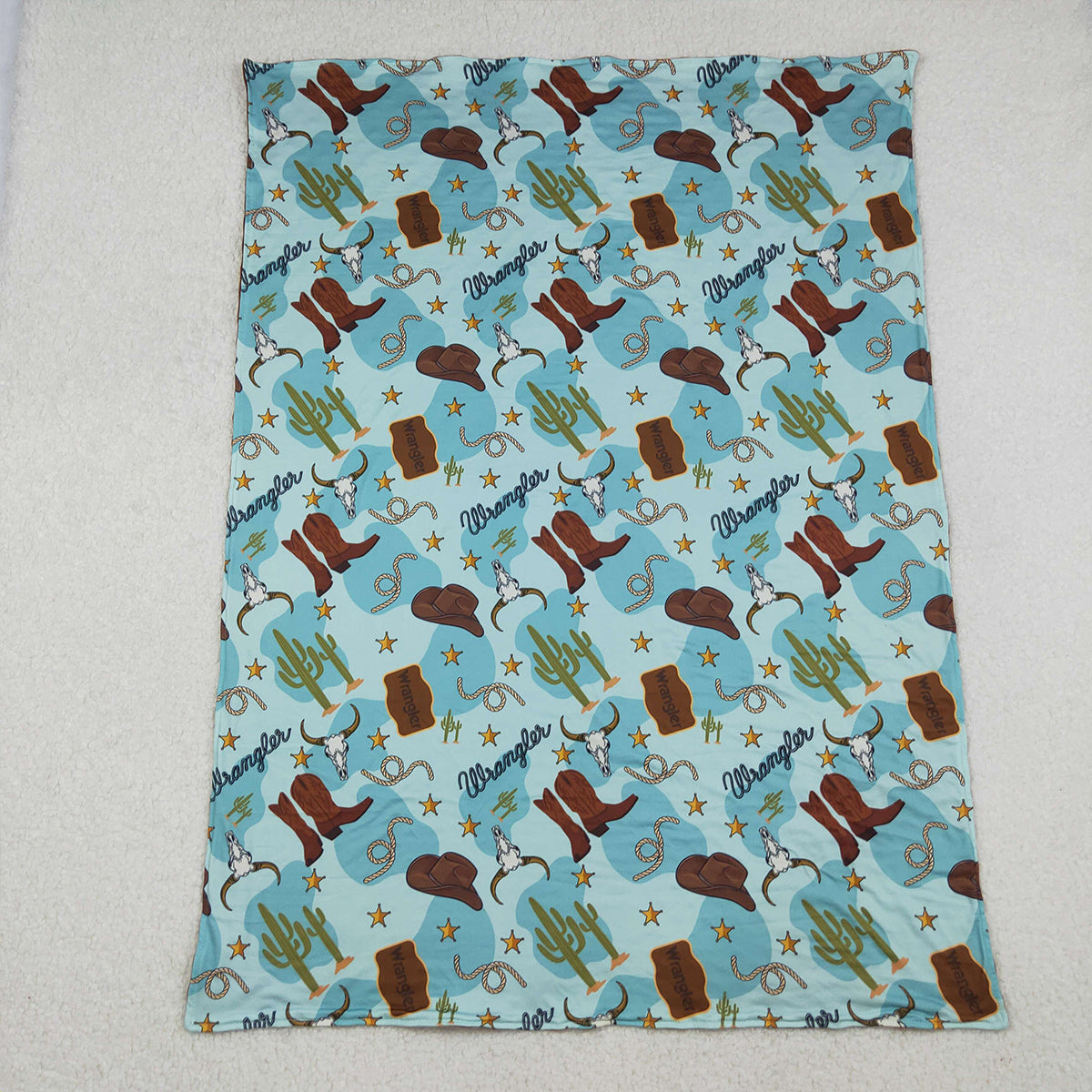 10.16 RTS NO MOQ (In stock)BL0175 Baby Toddler Children Western Boots Cactus Minky Blankets