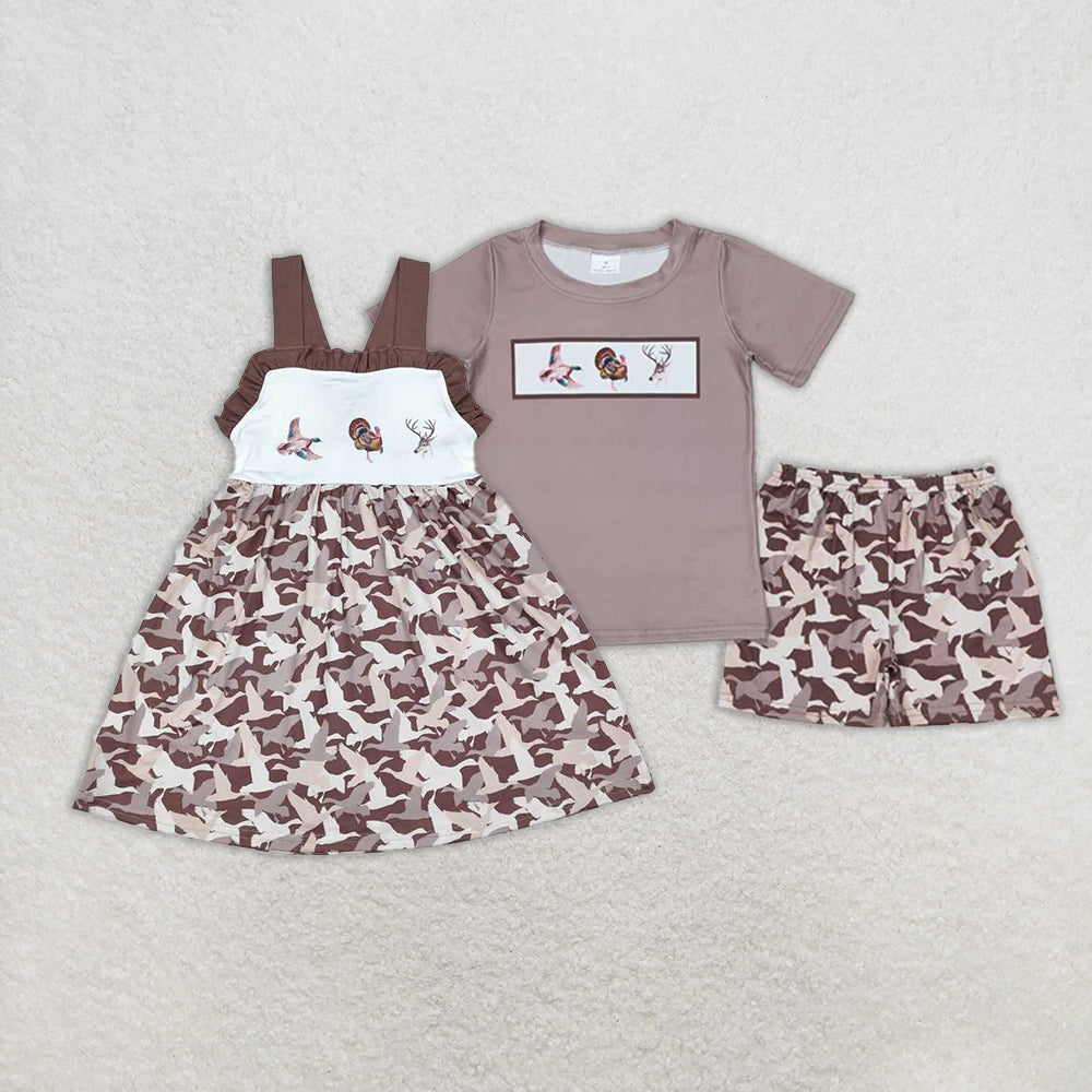 6.11 RTS NO MOQ Baby Boys Summer Hunting Mallard Camo Shorts Set Dress