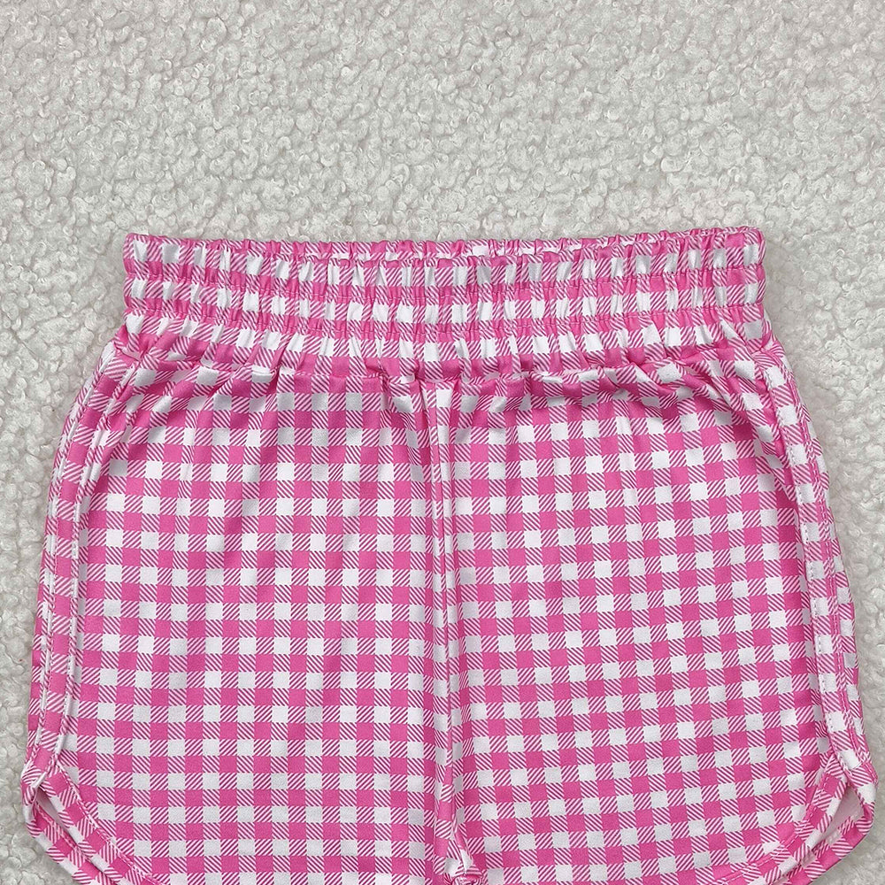 6.10 SS0472 RTS NO MOQ Baby Girls Summer Shorts Pink plaid elastic waist kids girls summer shorts