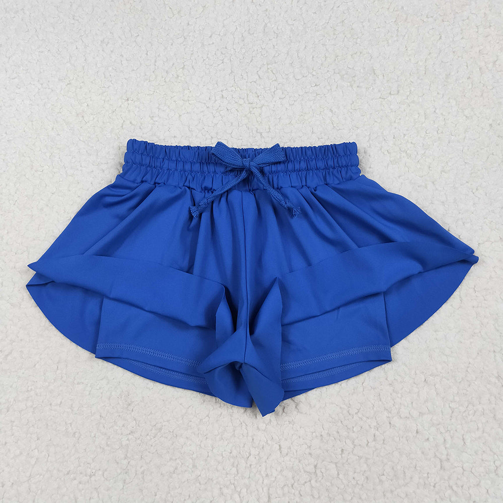 8.15 SS0552RTS NO MOQ Baby Girls Summer Yoga Shorts Baby Girls Hot Blue Skort Shorts Bottoms