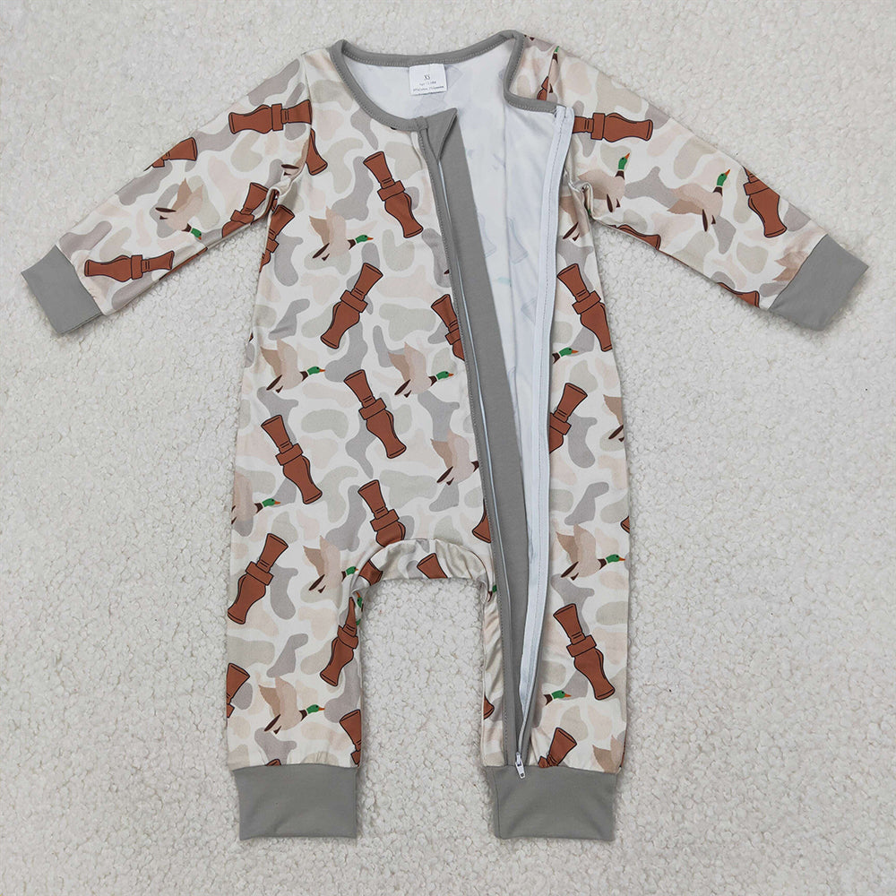 USA Shop (in stock)LR2063 Baby Boys Winter Rompers Long sleeves camo duck call baby kids zipper romper
