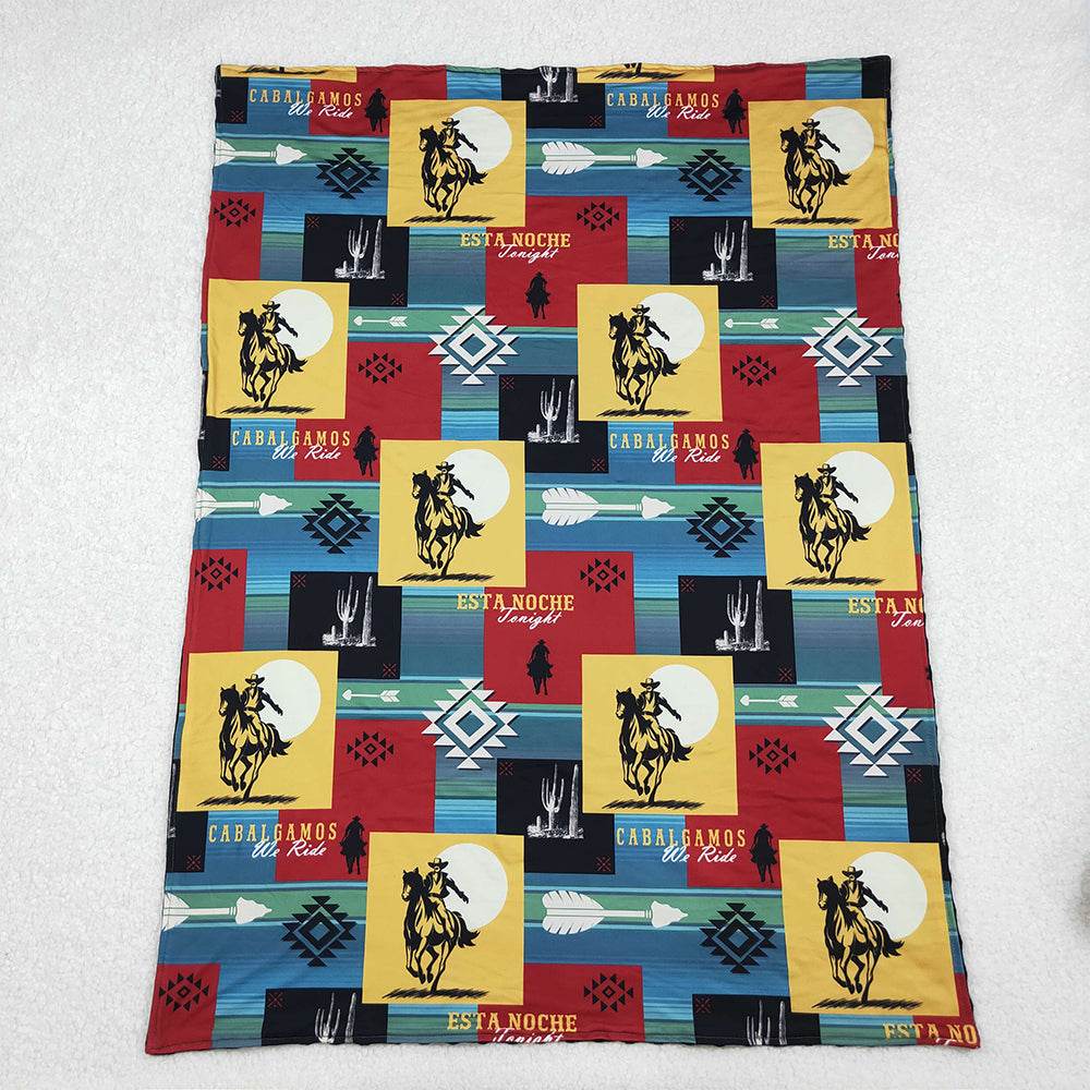 10.14 RTS NO MOQ (In stock)BL0078 Baby Kids Rodeo Horse Western Blankets