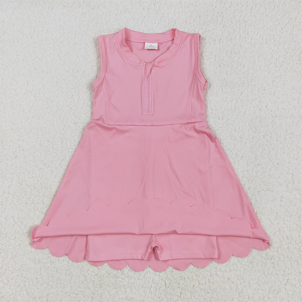 7.18 GSD2087 RTS NO MOQBaby Girls Summer Yoga Dress baby girl clothes yoga pink sleeveless skirts dress