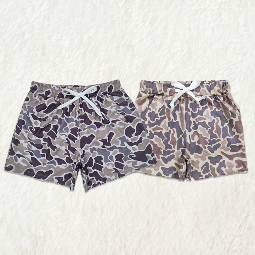 6.05 Camo Summer Boys Swim Trunks Kids Quick Dry Polyester Beach Shorts with Pockets for Boys