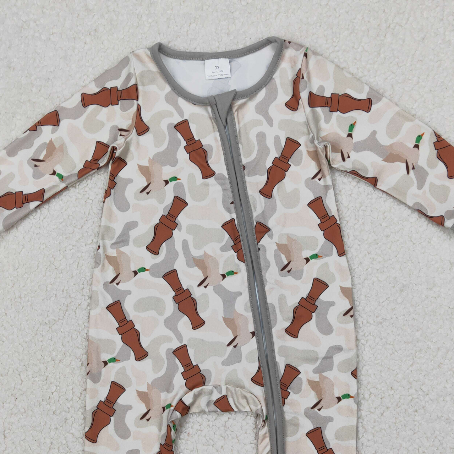 USA Shop (in stock)LR2063 Baby Boys Winter Rompers Long sleeves camo duck call baby kids zipper romper