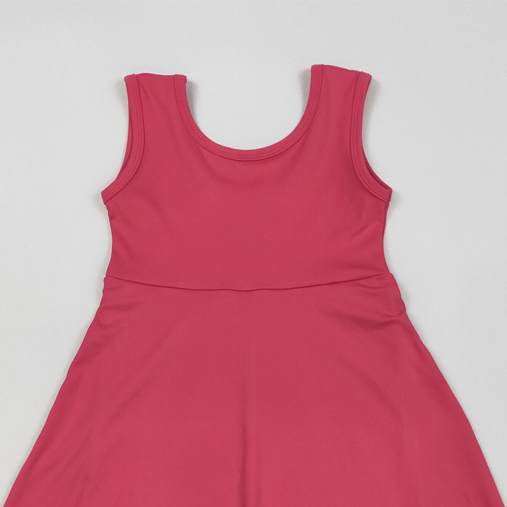 7.05 GSD2352RTS NO MOQ Baby Girls Summer Yoga Dress Baby Girls Hot Pink Sleeveless Yoga Active Knee Length Dresses