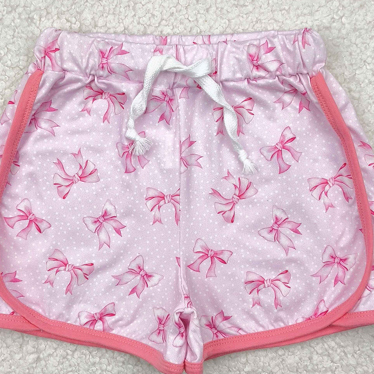 SS0463RTS NO MOQ Baby Girls Summer Shorts Kids Girls Pink Polka Dots Bow Summer Shorts Children's Fashion Cute Design Casual Wear for Girls