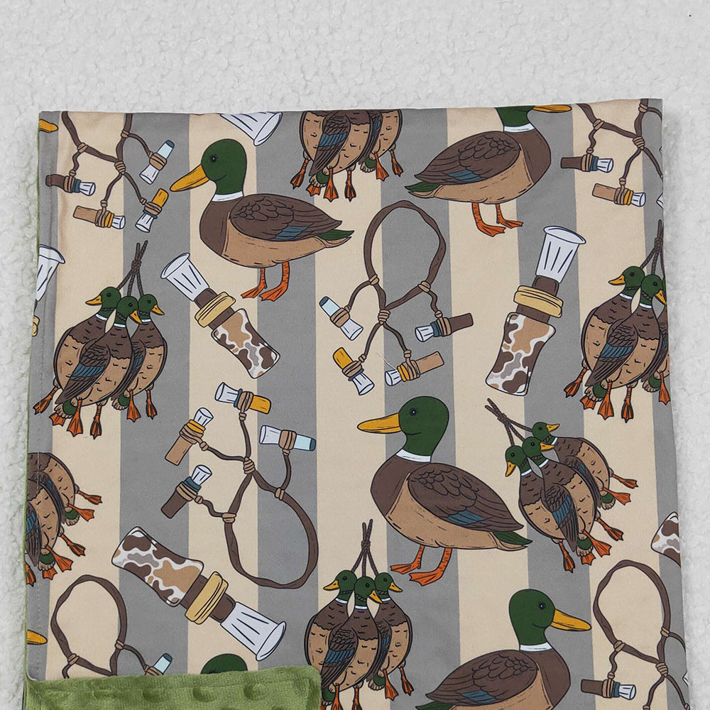 RTS NO MOQ (In stock)BL0211 Baby Blankets Green Ducks Calls Southern Hunting Minky Blankets