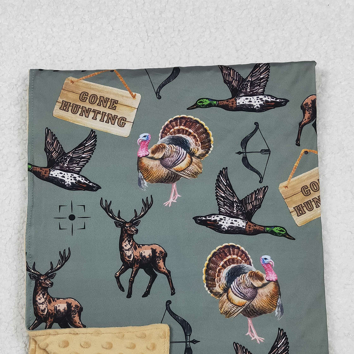 10.18 RTS NO MOQ (In stock)BL0151 Baby Toddler Children Hunting Deer Ducks Blankets