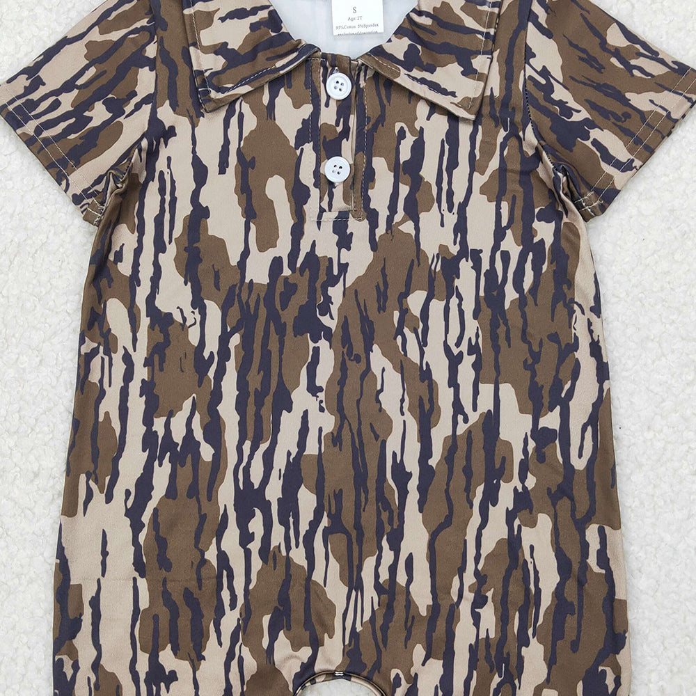 USA Shop (in stock) SR2976 RTS NO MOQ Baby Boys Summer Romper Baby Boys Bottomland Camouflage Short Sleeve Polo Shirt Romper