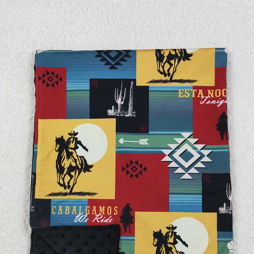 10.14 RTS NO MOQ (In stock)BL0078 Baby Kids Rodeo Horse Western Blankets