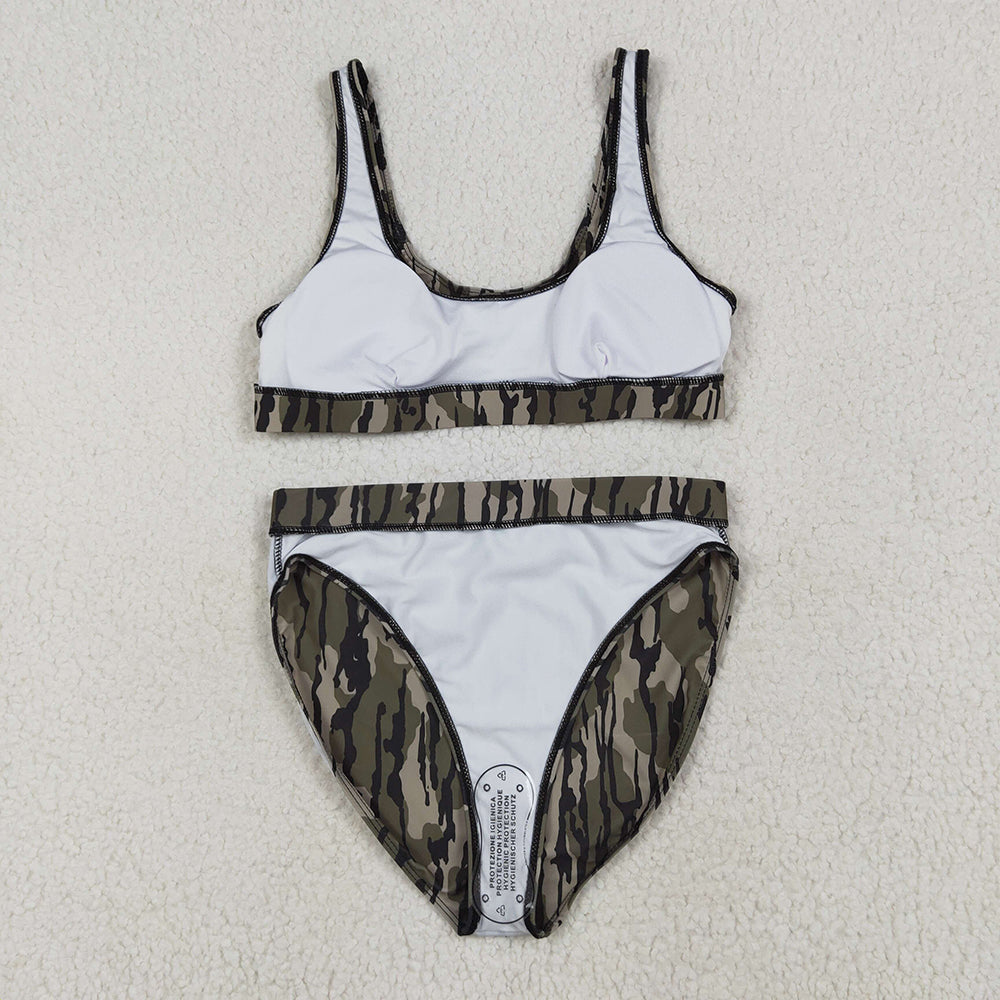 USA Shop (in stock)S0563+S0564 RTS NO MOQ Adult Women's Swimsuit Bottomland camo adult women summer swim top summer swim bottom sets