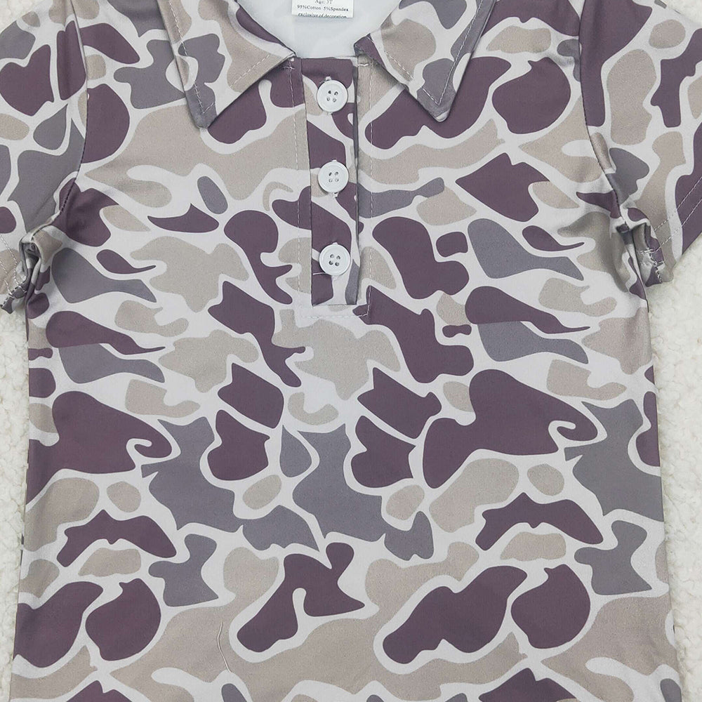 5.17 BT1211 RTS NO MOQ Baby Boys Summer Tops Baby Boys Grey Camo Short Sleeve Polo Shirt Top