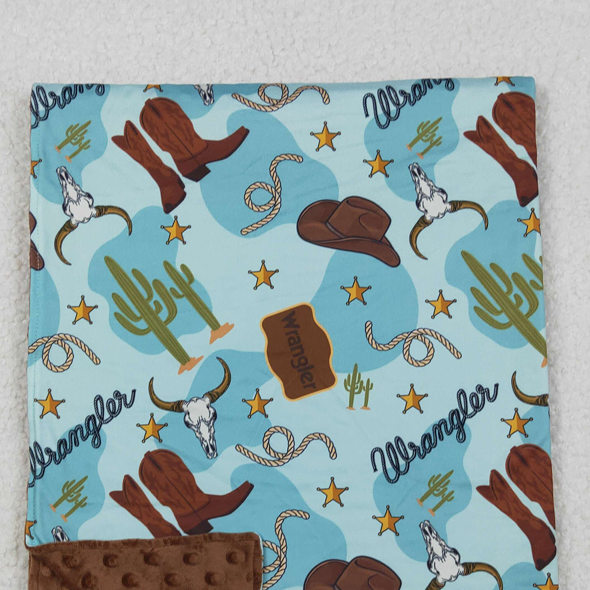 10.16 RTS NO MOQ (In stock)BL0175 Baby Toddler Children Western Boots Cactus Minky Blankets