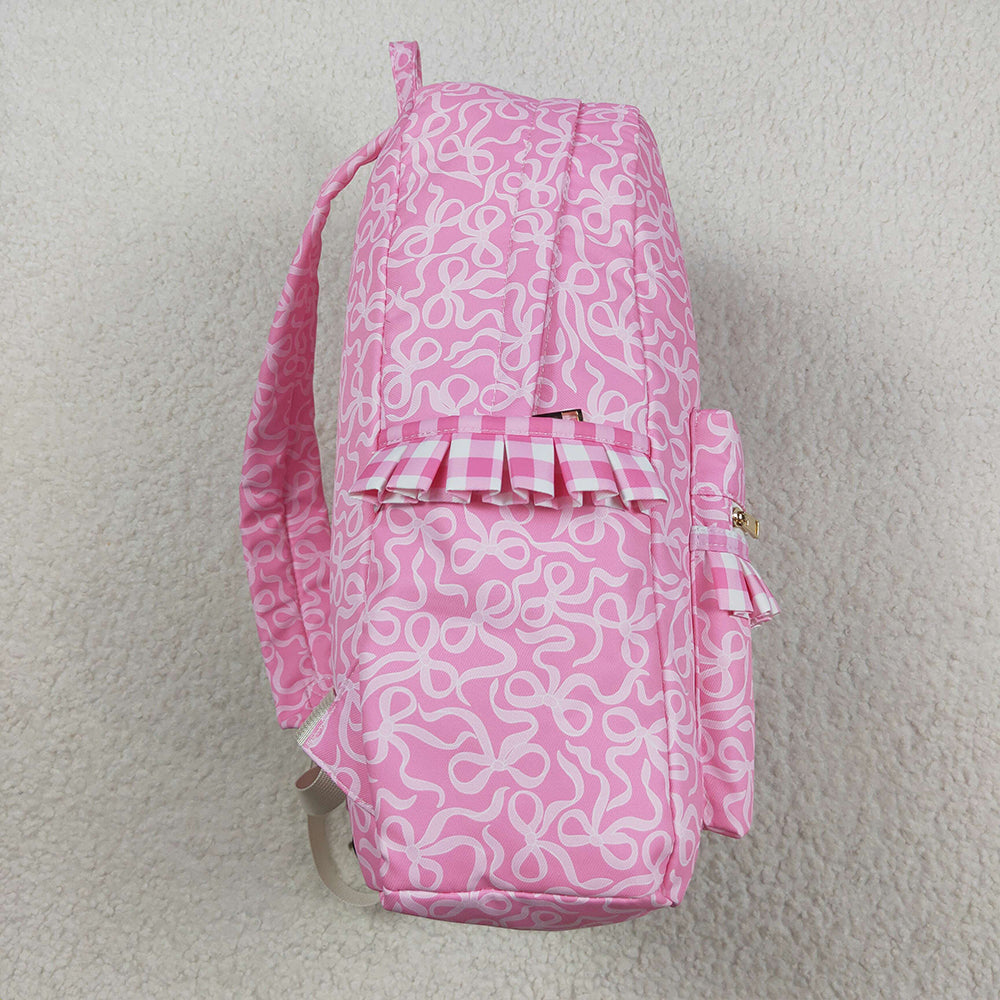 RTS NO MOQ (In stock)BA0308 Baby Bags Baby Girls Pink Bows Plaid Ruffle School Bags