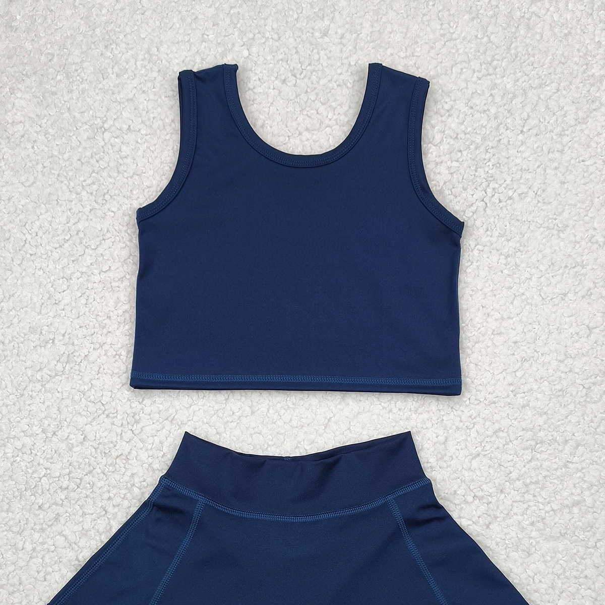 6.16 GSD1987 RTS NO MOQ Baby Girls Yoga Outfits Baby Girls Navy Vest Top Sports Skorts Clothes Sets