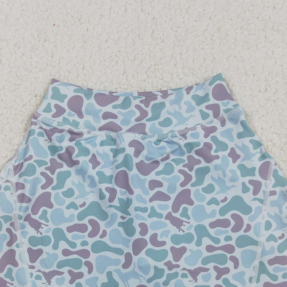 8.21 RTS NO MOQ (In stock)GLK0128 Baby Girls Yoga Skirt Baby Girls Western Green Camo Yoga Active Skorts Bottom