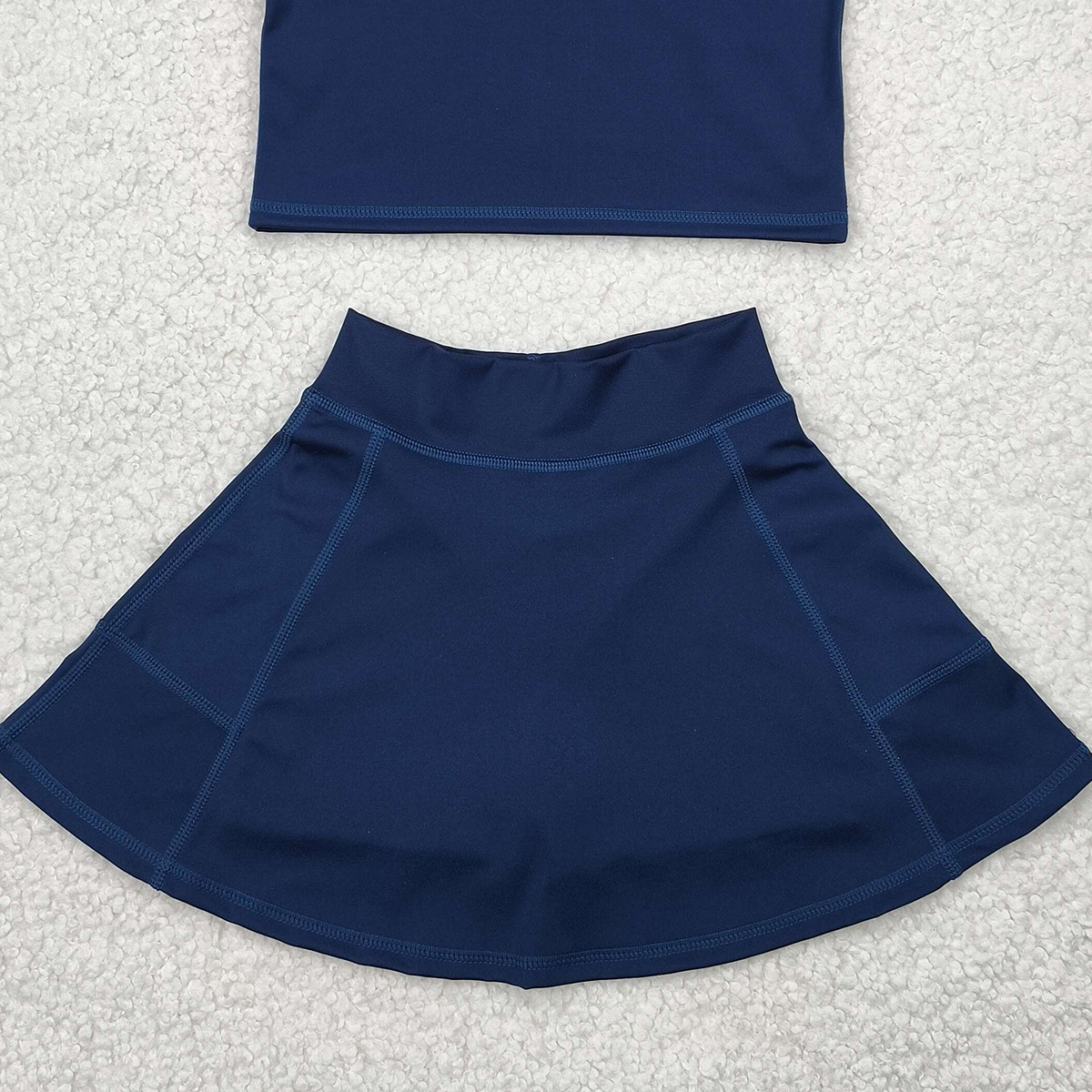 6.16 GSD1987 RTS NO MOQ Baby Girls Yoga Outfits Baby Girls Navy Vest Top Sports Skorts Clothes Sets