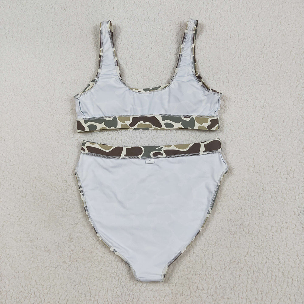 USA Shop (in stock) S0570+S0571 Adult Women's Swimsuit Camo adult women summer swim top Camo adult women summer swim bottom sets