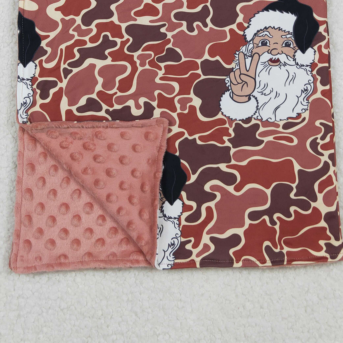 10.17 RTS NO MOQ (In stock)BL0162 Baby Toddler Children Camo Christmas Santa Minky Blankets