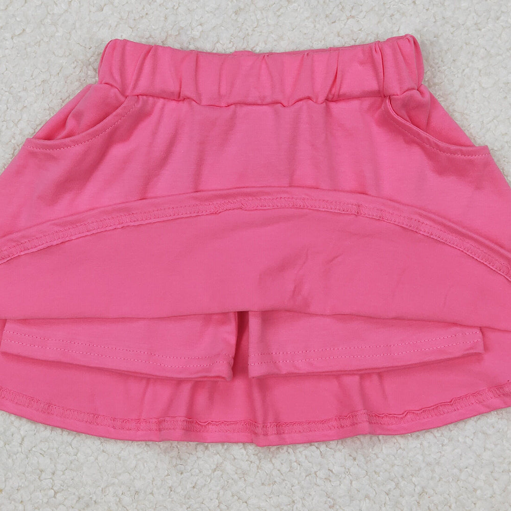 4.14 GLK0066 RTS NO MOQ Pink cotton pocket kids girls summer skirt