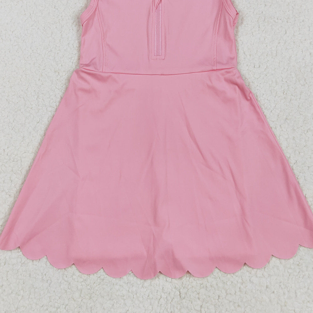7.18 GSD2087 RTS NO MOQBaby Girls Summer Yoga Dress baby girl clothes yoga pink sleeveless skirts dress