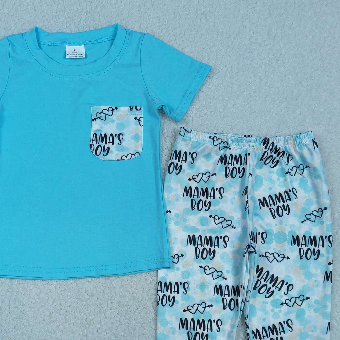 BSPO0587 RTS NO MOQ (In stock )Short sleeves mama's boy pocket top pants kids outfits