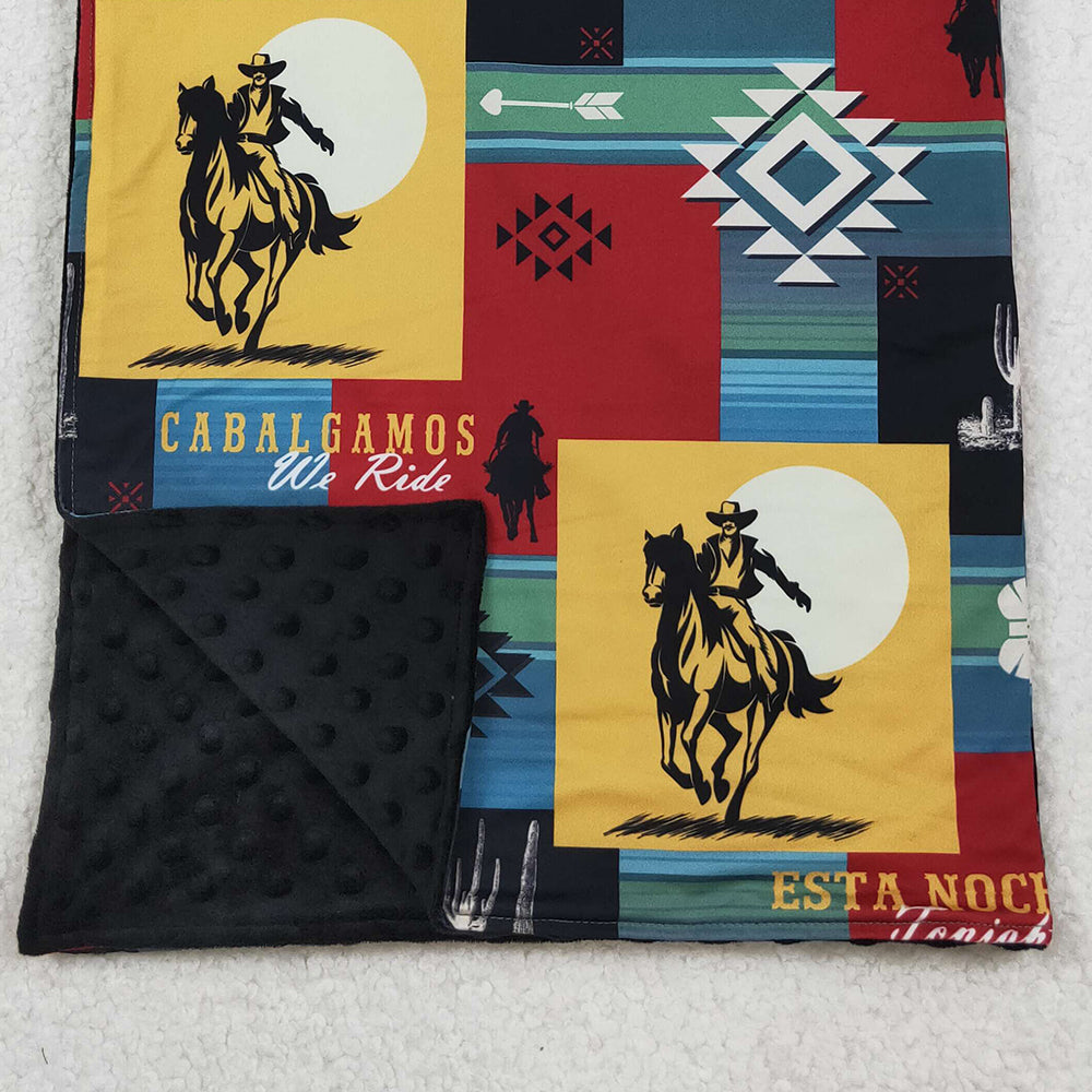10.14 RTS NO MOQ (In stock)BL0078 Baby Kids Rodeo Horse Western Blankets