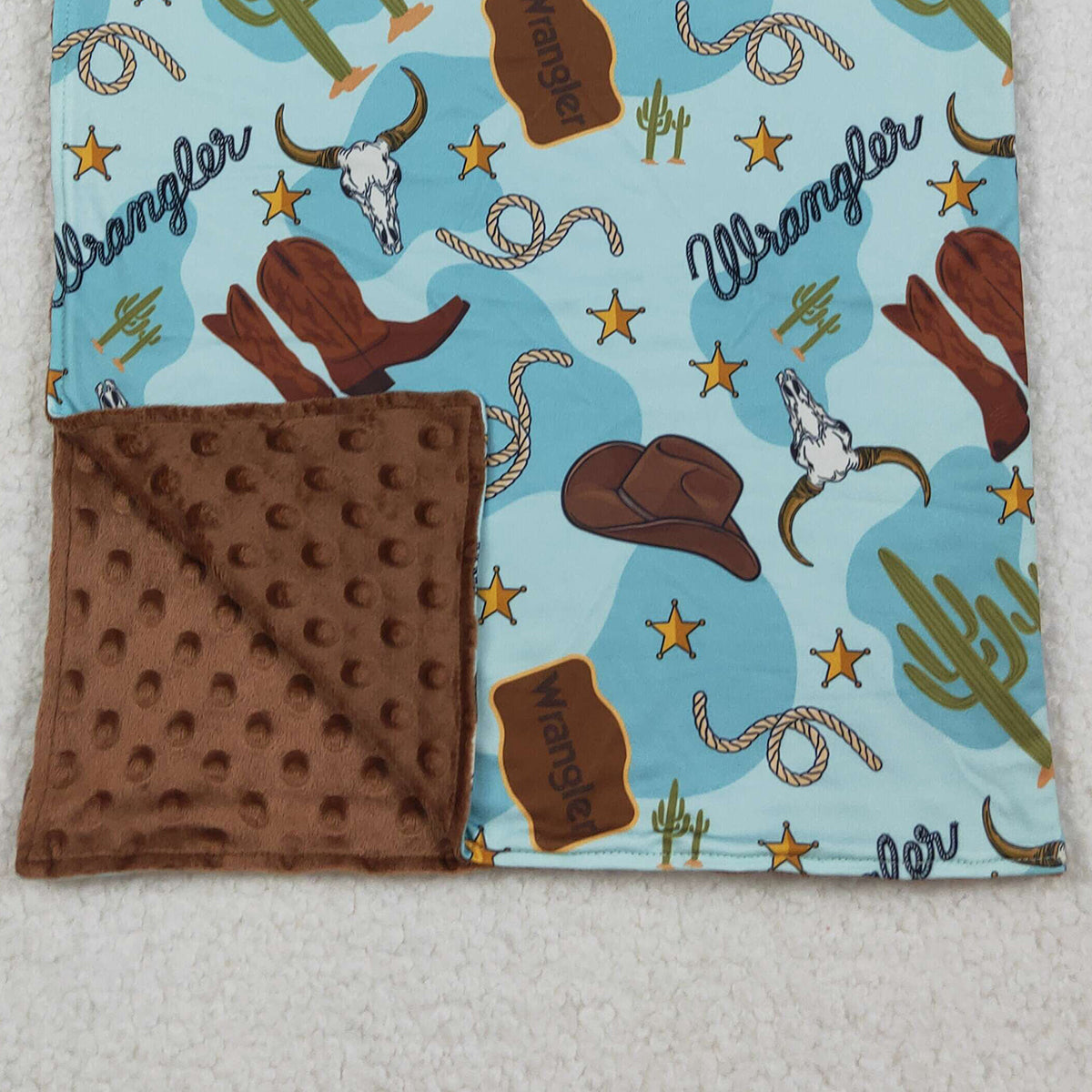 10.16 RTS NO MOQ (In stock)BL0175 Baby Toddler Children Western Boots Cactus Minky Blankets