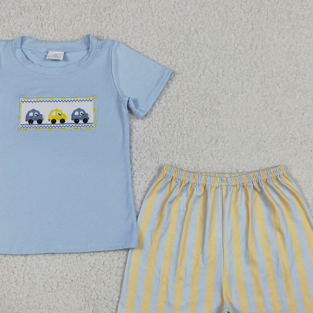 4.5 BSSO0617 RTS NO MOQ (In stock )Short sleeves cars top stripe shorts boys clothes