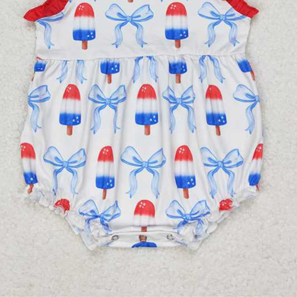 6.11 SR1551 RTS NO MOQ Baby Girls Summer Romper Baby GirlsJuly 4th Patriotic Popsicle Romper