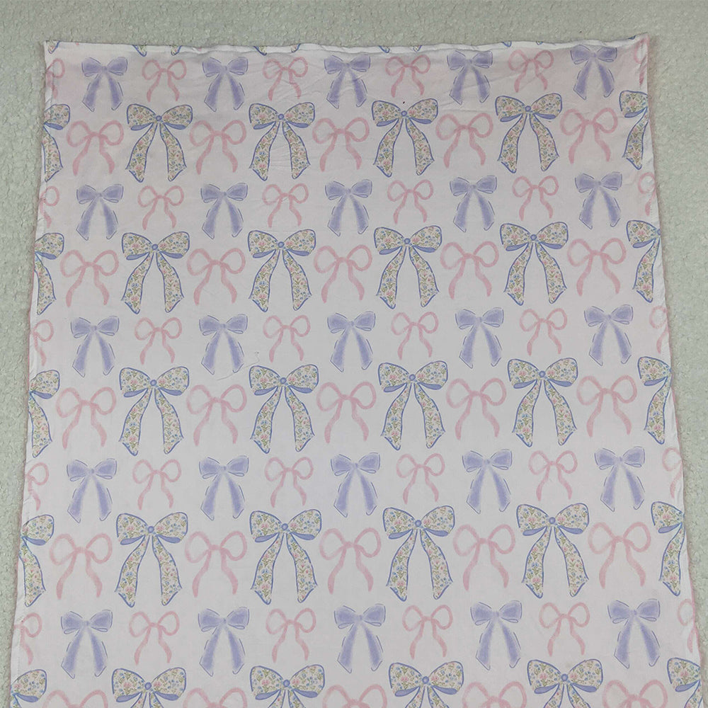 RTS NO MOQ (In stock)BL0191 Baby Blankets Colorful bow pink polka dots baby girls blankets