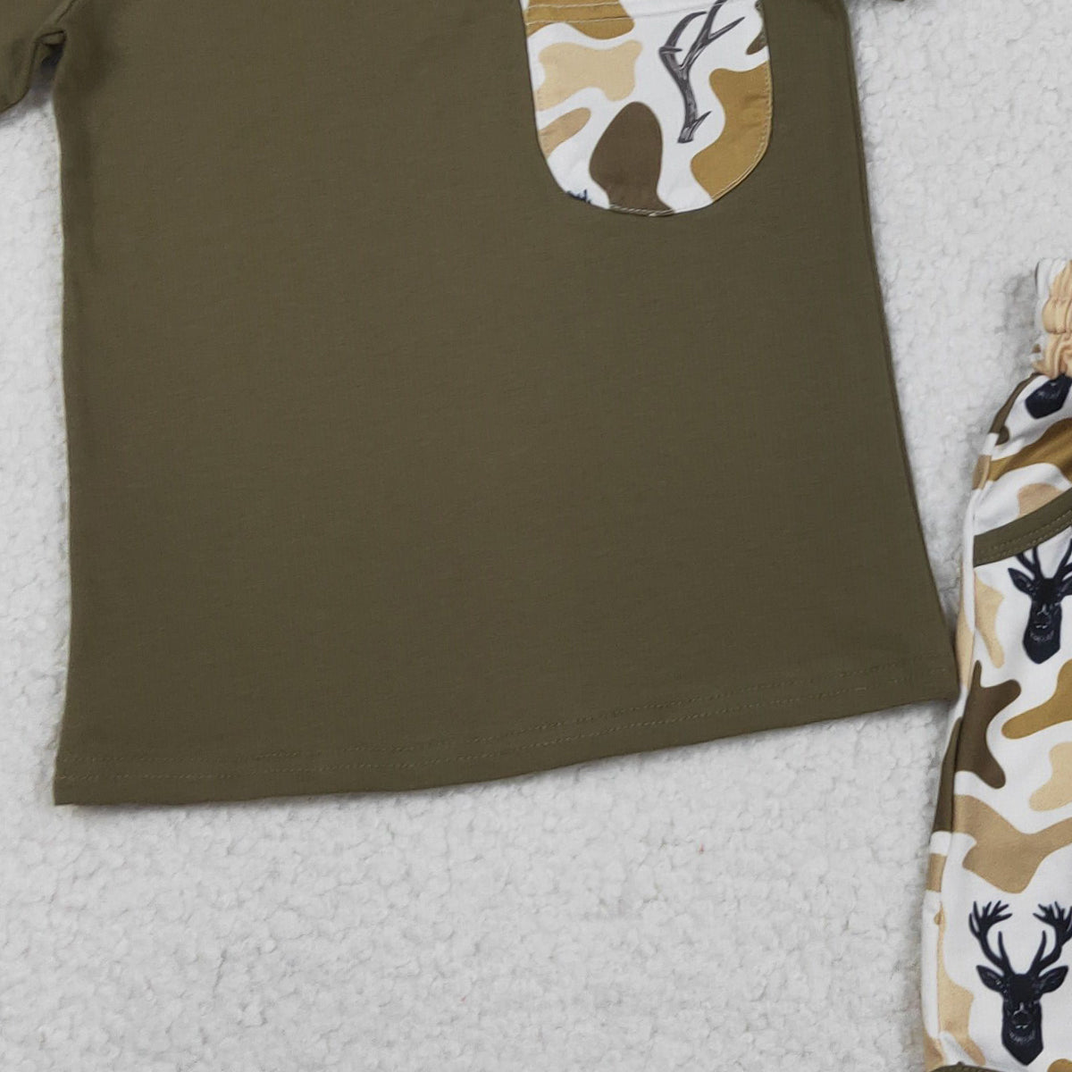 1.24 RTS NO MOQ (In stock)BSSO1845 Baby Boys Shirts Top Deer Camo Pockets Shorts Hunting Clothes Sets