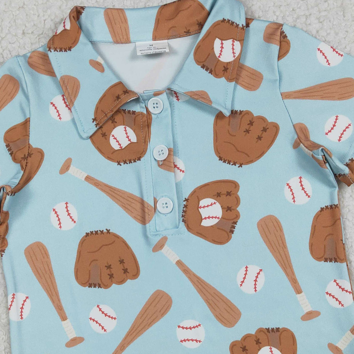 12.24 RTS NO MOQ (In stock)BT1579 Baby Boys Baseballs Team Button Polo Shirts Top