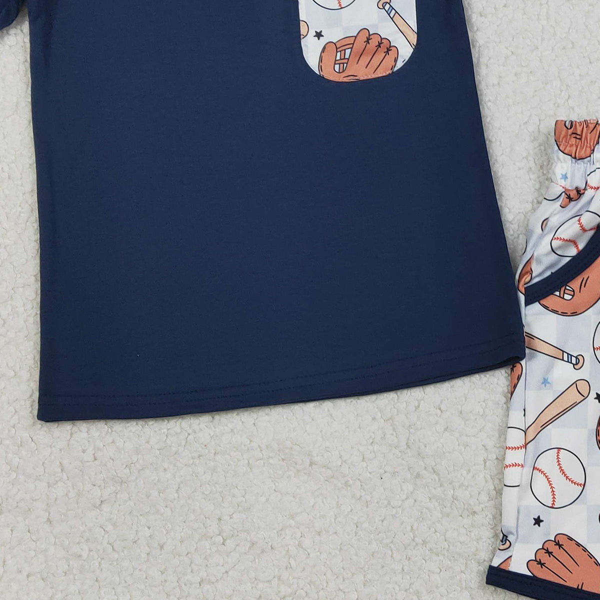 1.16 RTS NO MOQ (In stock)BSSO1669 Baby Boys Navy Shirts Top Baseballs Pockets Shorts Team Clothes Sets