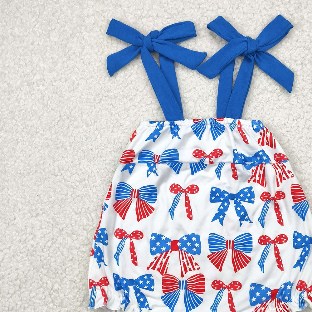 8.25 SR2902 RTS NO MOQ Baby Girls Summer Rompers baby girl clothes bow suspender romper