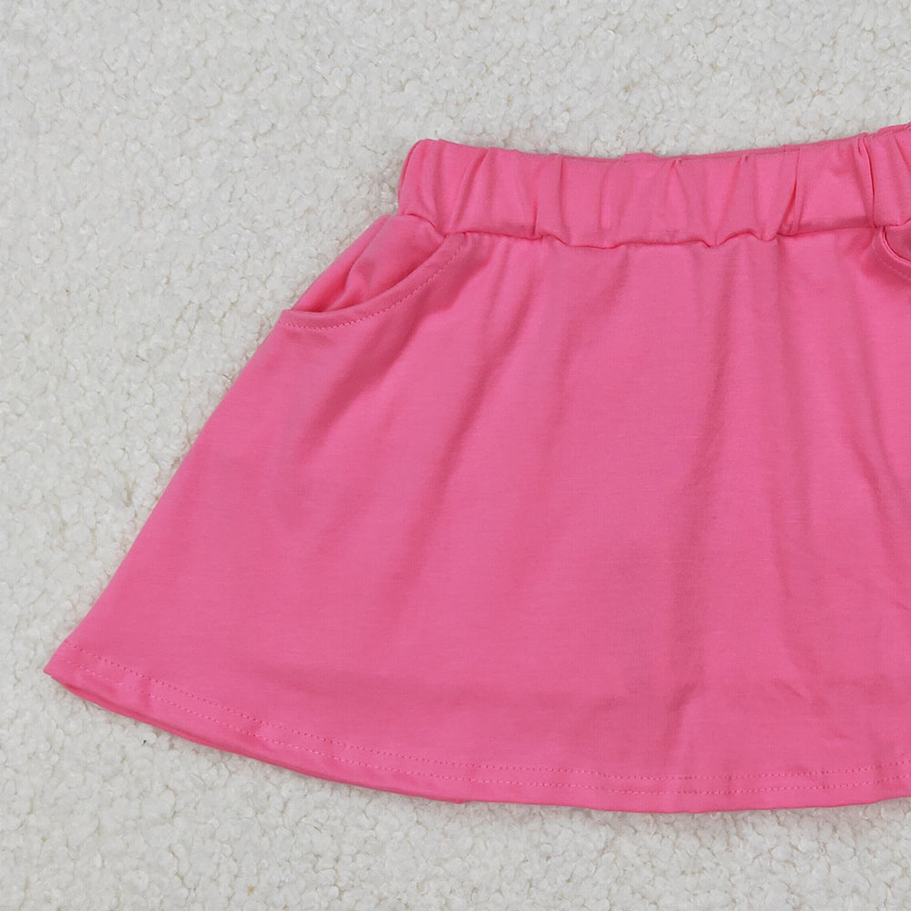 4.14 GLK0066 RTS NO MOQ Pink cotton pocket kids girls summer skirt