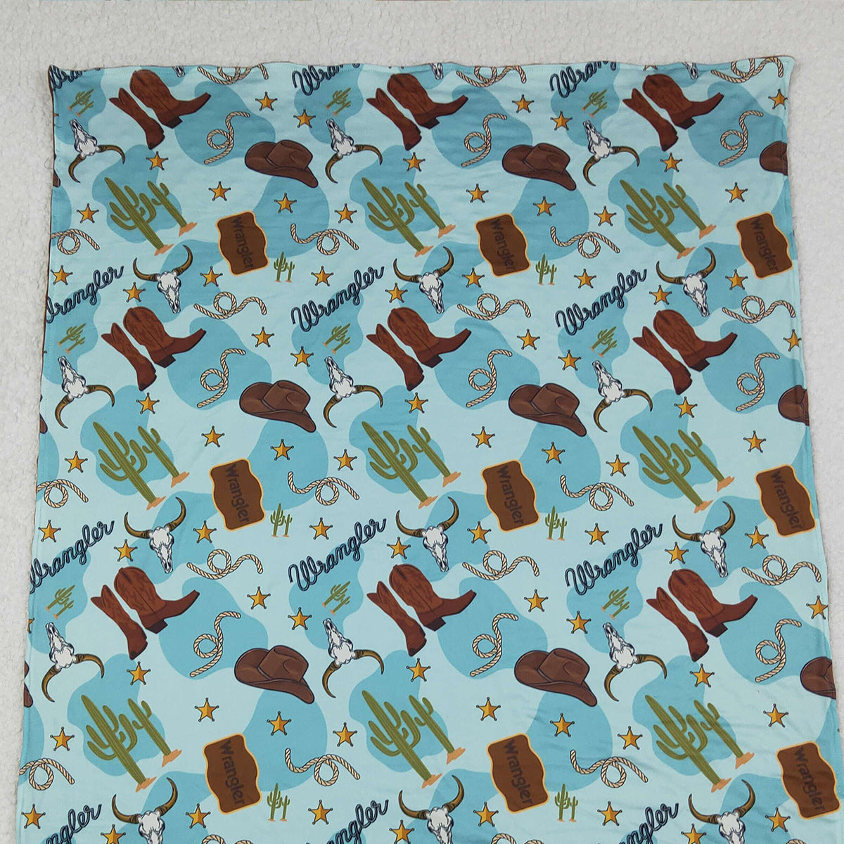 10.16 RTS NO MOQ (In stock)BL0175 Baby Toddler Children Western Boots Cactus Minky Blankets