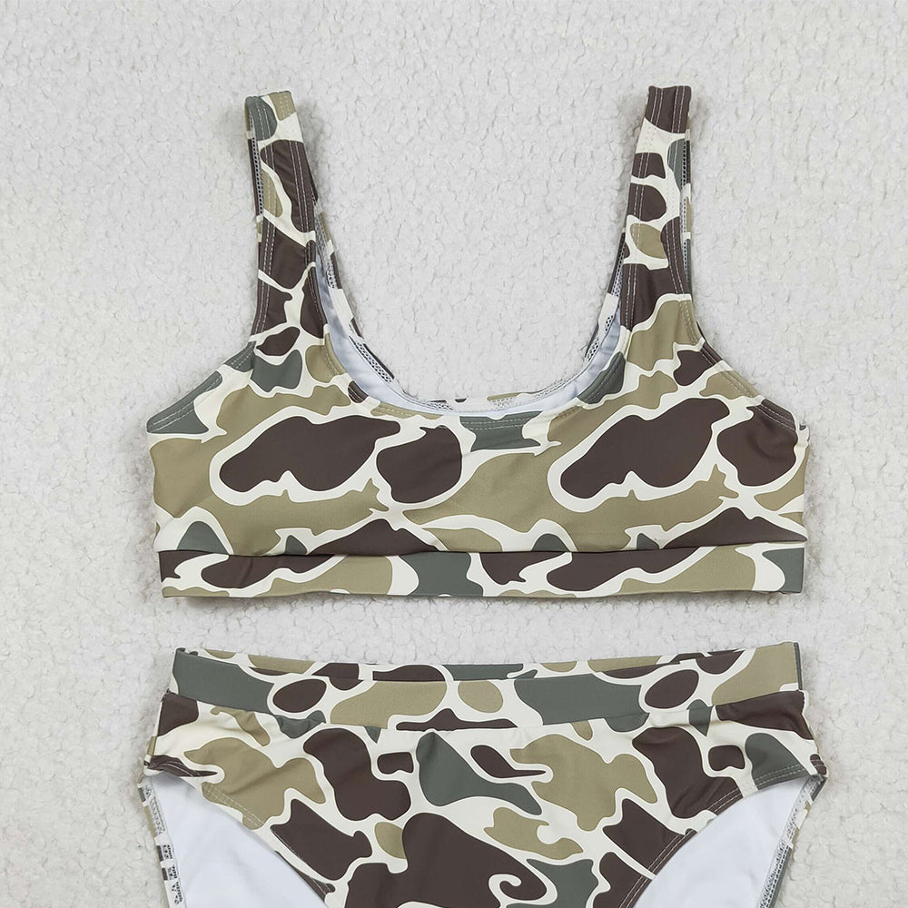 USA Shop (in stock) S0570+S0571 Adult Women's Swimsuit Camo adult women summer swim top Camo adult women summer swim bottom sets