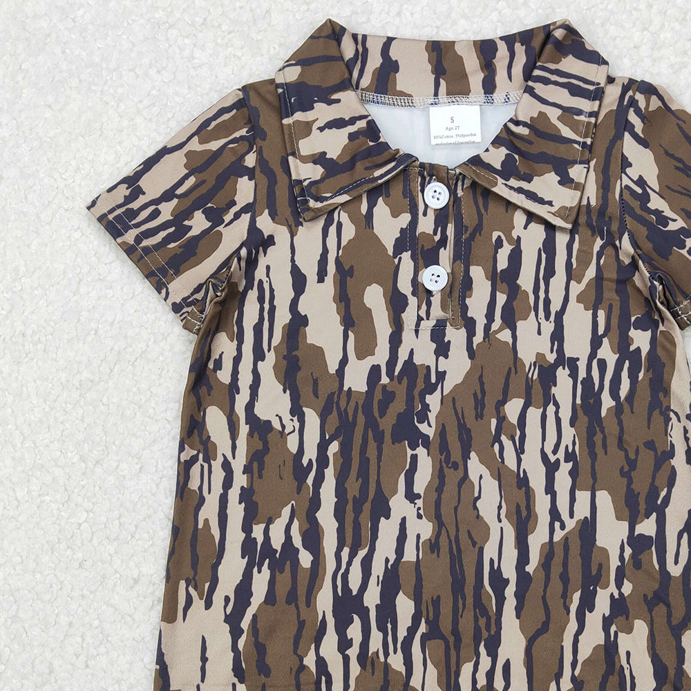 USA Shop (in stock) SR2976 RTS NO MOQ Baby Boys Summer Romper Baby Boys Bottomland Camouflage Short Sleeve Polo Shirt Romper
