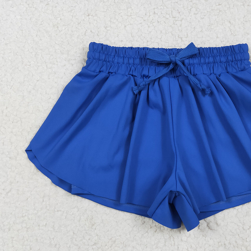 8.15 SS0552RTS NO MOQ Baby Girls Summer Yoga Shorts Baby Girls Hot Blue Skort Shorts Bottoms